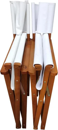 Miniatura 3 de 2-Piece Set of White Wood Canvas Folding Chairs - Natural Populus Wood, Foldable Design & Sturdy Construction, Breathable Seat for Comfort, Easy to