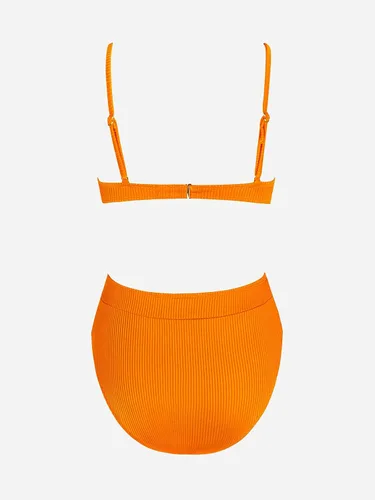 Miniatura 12 de CUPSHE Conjunto de bikini de dos piezas para mujer, traje de baño de cintura alta con cuello redondo