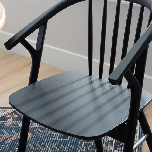 Miniatura 5 de Linon Breeanne - Silla de comedor con respaldo y silla de montar Windsor color negro