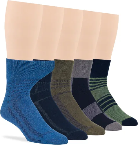 Miniatura 7 de 7BIGSTARS KINGDOM Calcetines de algodón para hombre, diabéticos, no vinculantes, paquete de 5 unidades, talla L/XL, Azul mezclilla, verde oliva