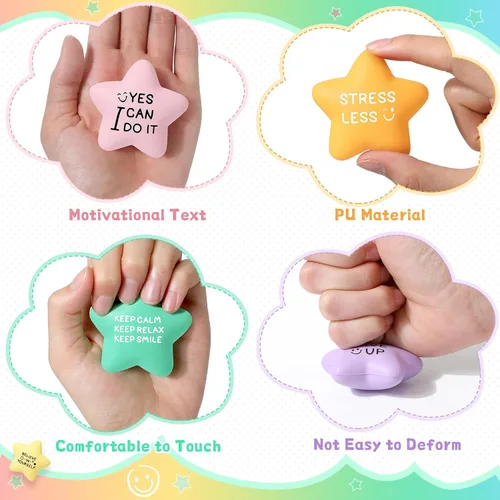 Miniatura 4 de Libima 30 bolas motivacionales para el estrés con forma de estrella a granel de 2.2 pulgadas, coloridas bolas de espuma para aliviar la ansiedad