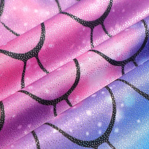 Miniatura 74 de HOZIY - Leotardos de gimnasia con pantalones cortos brillantes para niñas pequeñas; estampados de unicornio, aurora, arco iris, sirena, dinosaurio