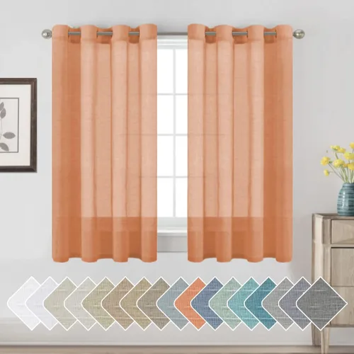Miniatura 115 de H.VERSAILTEX Cortinas de 96 pulgadas de largo, cortinas de lino/cortinas transparentes de mezcla de lino natural/paneles/cortinas para sala