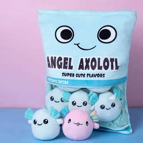 Miniatura 4 de REFAHB Lindo juguete de peluche de ajolote, almohada de peluche extraíble de salamandra, juego de peluche Kawaii para niños, niñas, regalo