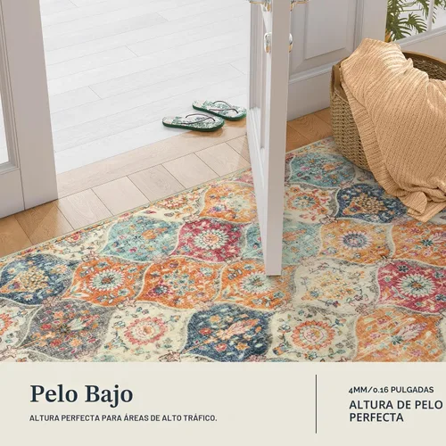 Miniatura 3 de Lahome - Alfombra marroquí antideslizante y lavable, pequeña alfombra oriental para dormitorio, cocina, entrada, baño, entrada, 61 x 91 cm, crema