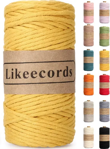 Miniatura 58 de Likeecords - Cuerda de macramé de 4 mm de un solo hilo, 80 m de cuerda de macramé colorida, cuerda de algodón para macramé, cuerda de algodón