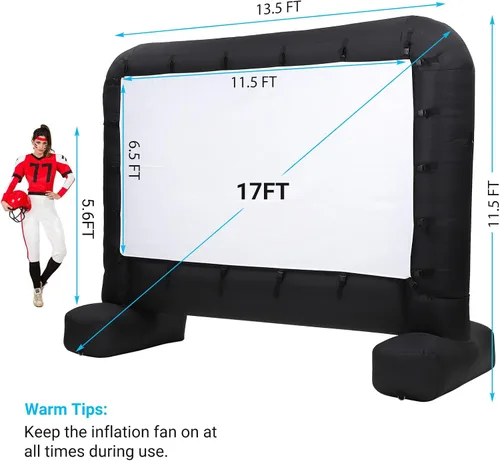 Miniatura 5 de Hipicute Pantalla de proyector inflable de 17 pies, soporte para pantalla de cine al aire libre con soplador de aire silencioso, bolsa