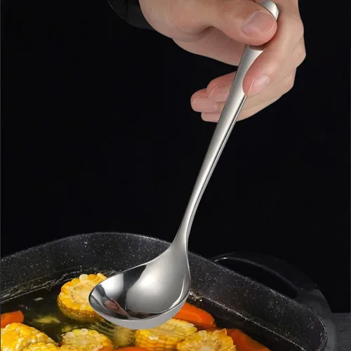 Miniatura 6 de Cucharas de sopa de acero inoxidable para ramen, juego de 4 cucharas de sopa asiáticas pulidas con espejo (mango corto)