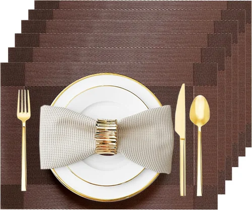 Miniatura 17 de Juego de 12 manteles individuales lavables y limpiables para mesa de comedor, cocina, interior y exterior, manteles individuales resistentes al