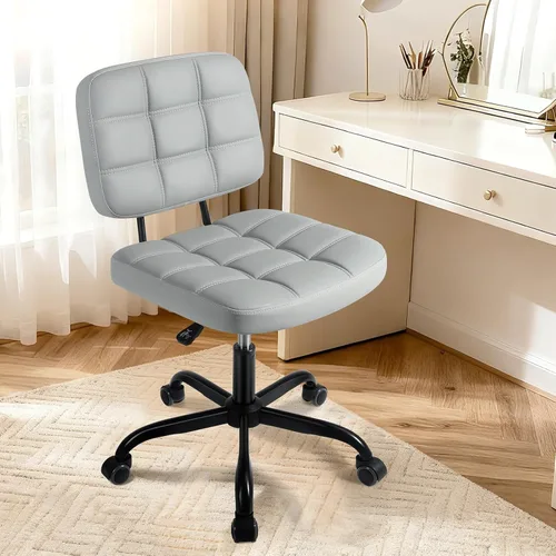 Silla de escritorio de oficina en casa sin brazos – Pequeñas sillas giratorias de escritorio de oficina con ruedas – Silla de computadora ajustable