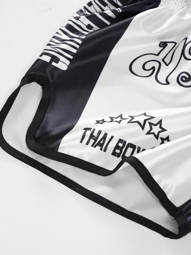 Miniatura 6 de Aiihoo Pantalones cortos de Muay Thai para niños, boxeo, kickboxing, artes marciales, artes marciales, entrenamiento de artes marciales, tronco