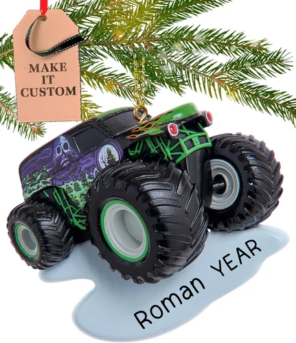 Adorno personalizado de camión monstruo 2025 | Personalización gratuita en 24 horas | Adornos navideños para niños para árbol | Recuerdo de vehículo