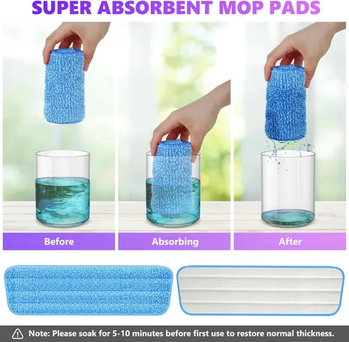 Miniatura 6 de 6 paquetes de almohadillas reutilizables para fregona compatibles con Swiffer PowerMop, almohadillas de microfibra para suelos de madera, repuestos