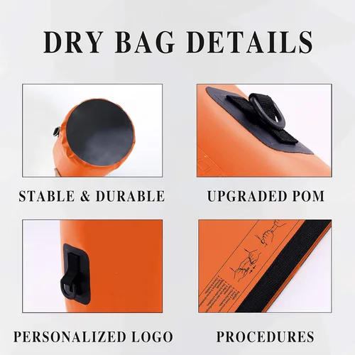 Miniatura 2 de IDRYBAG Bolsa seca para kayak impermeable 2L/5L/10L/15L/20L, pequeña bolsa impermeable para navegación Naranja