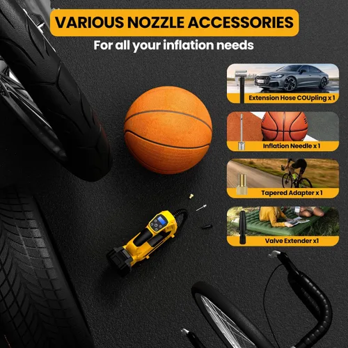 Miniatura 7 de Inflador de neumáticos inalámbrico Compresor de aire para batería DeWalt de 20 V máximo, bomba de aire portátil de mano de luz LED de 150 PSI