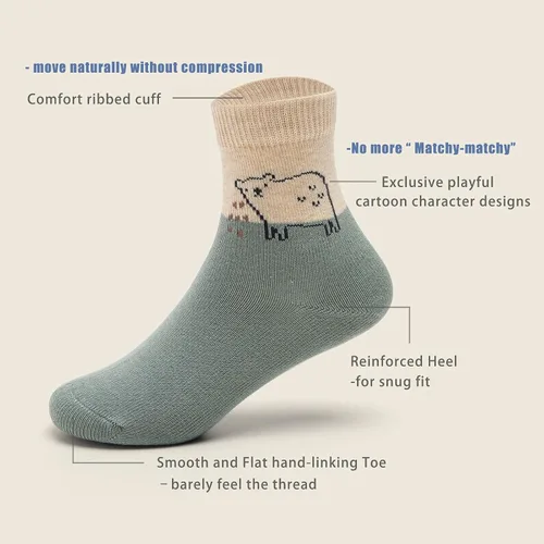 Miniatura 23 de Aisyee Calcetines de algodón para niños, calcetines sin costuras para niños, calcetines coloridos de cuarto de punto, paquete de 6