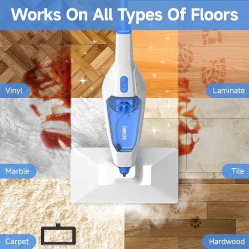 Miniatura 4 de SENMO Trapeador de vapor, limpiador de vapor desmontable 14 en 1 para el hogar y el piso, 1300 W, 228 °F, vaporizador multiusos de limpieza profunda