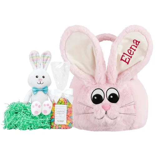 Miniatura 14 de Let's Make Memories - Canasta de Pascua personalizada con amigos peludos, canasta para niños, diseño de conejito de Pascua azul, solo incluye