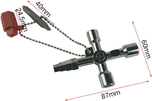 Miniatura 4 de Llave universal 4 en 1 de triángulo cruzado/cuadrado/redondo, llave de aleación multifunción de 4 vías para válvula de gabinete de ascensor