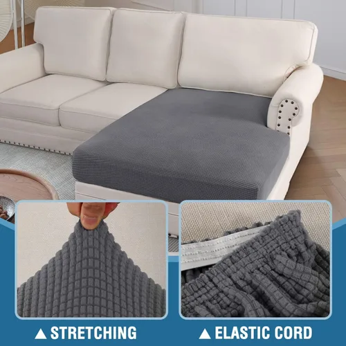 Miniatura 4 de ADPON Fundas de sofá modular, funda de cojín para sofá o sillón en forma de L, funda separada para sofá seccional izquierdo o derecho (1 diván, gris)