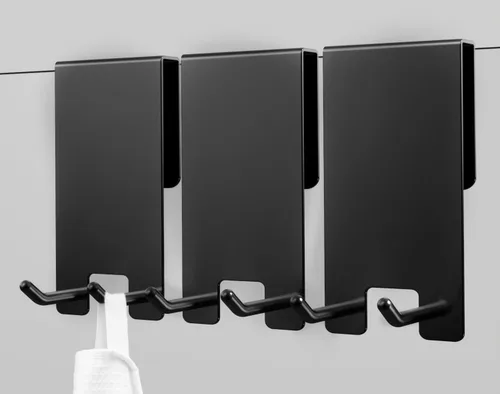 Miniatura 7 de Taozun Ganchos para puerta de ducha – Ganchos para toallas para baño de vidrio sin marco, gancho para escobilla de escobilla, gancho sobre vidrio