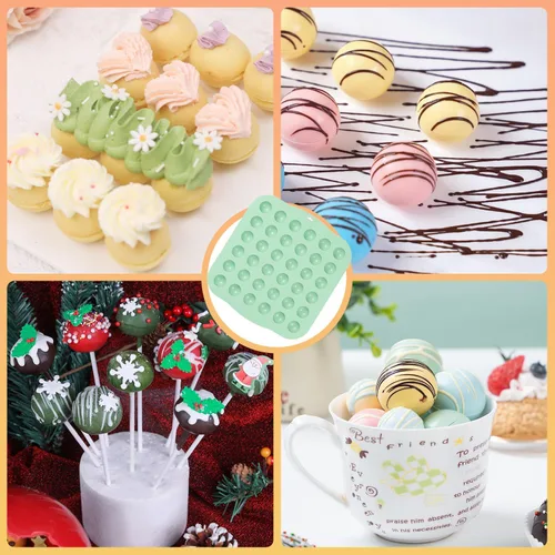 Miniatura 6 de QELEG Moldes de silicona para bolas de chocolate, paquete de 2 moldes antiadherentes para dulces, tamaño de mordida, media esfera, mousse, molde