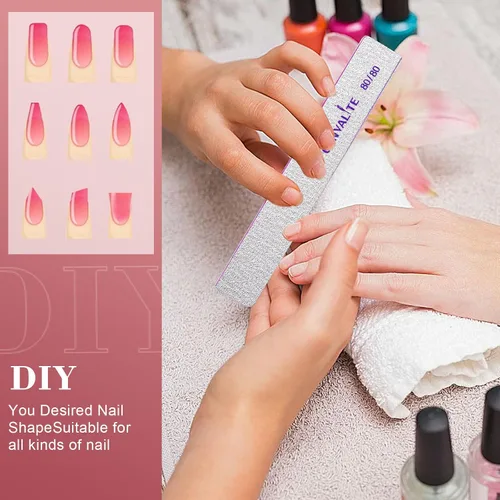 Miniatura 6 de Canvalite - 10 unidades de limas de uñas de 80/80 granos, limas de uñas para acrílico, herramientas de estilo de uñas para uso doméstico