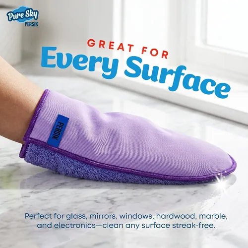 Miniatura 5 de persik Pure-Sky - Guante de limpieza de microfibra Ultra – Just Add Water No necesita detergentes – 2 en 1, combinación para vidrio y multiusos