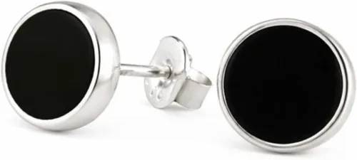 Miniatura 22 de Aretes de plata de ley 925 maciza hechos a mano con piedras preciosas redondas para mujeres y hombres, disponibles en piedras azules, negras