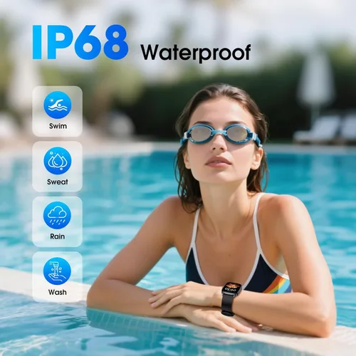 Miniatura 5 de DAVIKO Reloj podómetro, apto para personas mayores, no requiere aplicación/teléfono, reloj de seguimiento de fitness impermeable con contador