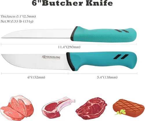 Miniatura 2 de YOUSUNLONG Cuchillo de carnicero para procesamiento de carne 6 "(152 mm) - Hoja de acero de molibdeno de alto carbono premium - Cuchillo de chef