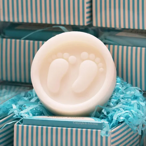 Miniatura 8 de AIXIANG Jabones para baby shower, hechos a mano, color azul, regalo para pies de bebé, para revelación de género, regalos y decoraciones de baby
