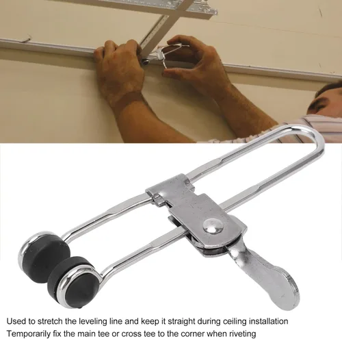 Miniatura 4 de Plplaaoo Abrazaderas de rejilla de acción de palanca, paquete de 10 abrazaderas de acero inoxidable para azulejos de techo con cabeza de goma, clips