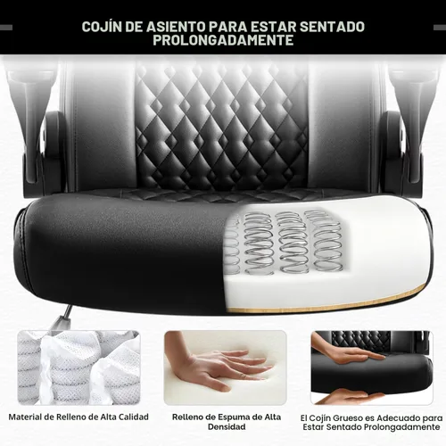 Miniatura 6 de Silla de escritorio de cuero OFIKA, silla de oficina ergonómica con soporte lumbar, silla de computadora, silla ejecutiva de cuero con reposabrazos