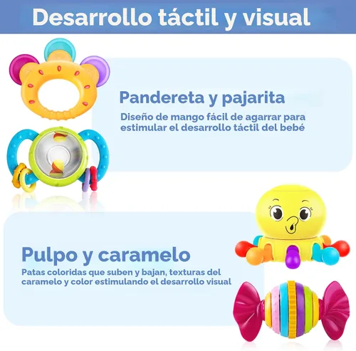 Miniatura 4 de iPlay, iLearn Juego de 10 sonajeros para bebés, juguetes, sonajero fácil de agarrar y sacudir, mordedor sensorial, juguete musical de aprendizaje