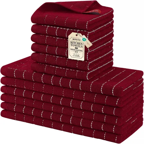 Miniatura 28 de Homaxy Juego de 8 toallas de cocina y paños de cocina, 12 x 12 y 13 x 28 pulgadas, juego de 8 toallas de cocina de rizo de algodón a granel, diseño