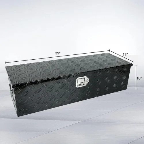 Miniatura 3 de Caja de herramientas de aluminio negro de 39 x 13 x 10 pulgadas con cerradura y llaves, caja de herramientas de 5 barras de banda de rodadura, caja