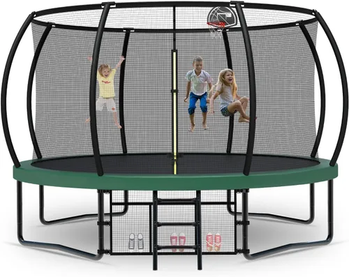 Miniatura 11 de Tatub - Grandes trampolines al aire libre de 10, 12, 14, 15 y 16 pies para niños y adultos, trampolines de calabaza recreativos al aire libre