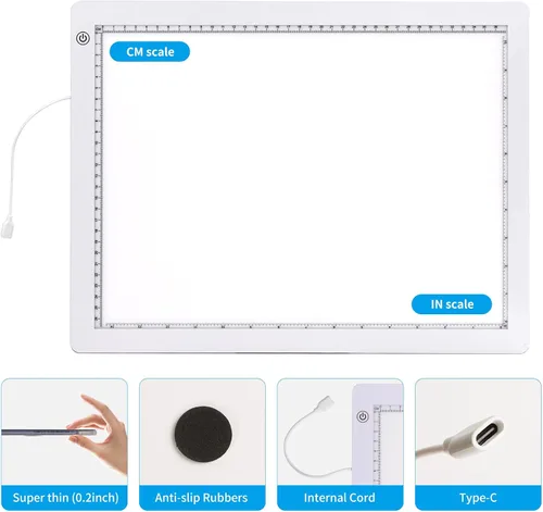 Miniatura 6 de TOHETO Almohadilla de luz A3 con soporte plegable, adaptador certificado UL, almohadilla ultra fina súper brillante de 8000 Lux para vinilo