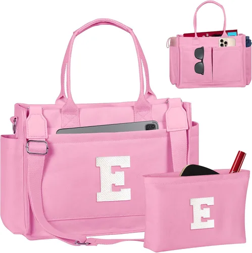 Miniatura 61 de Easter Basket Stuffers, Initial Tote Bag with Makeup Bag, Birthday Gifts for Women, Teen Girl Gifts Trendy Stuff