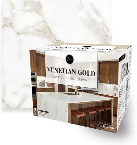 Kit de pintura para encimera epoxi Giani de cuarzo, fácil de aplicar (Oro veneciano)