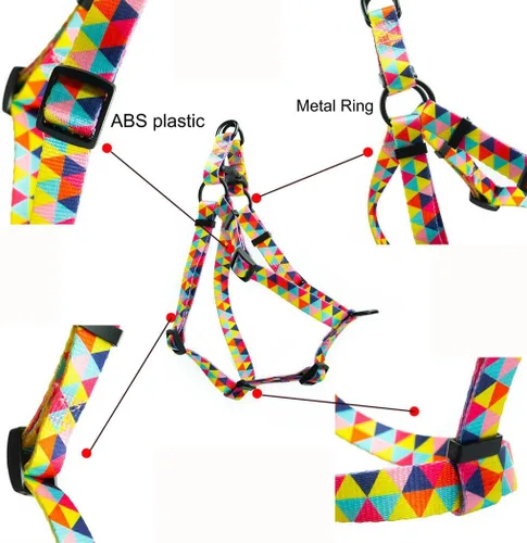 Miniatura 4 de Arnés para perro hembra, bonito patrón geométrico de triángulos geométricos, hebilla de liberación rápida, cuello halter ajustable para perros