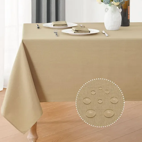 Miniatura 21 de Veblandy Mantel rectangular impermeable de 60 x 104 pulgadas, mantel texturizado de lino, resistente a las manchas y a las arrugas, lavable, mantel