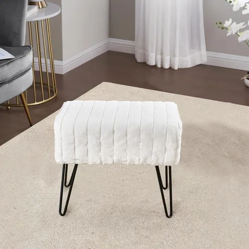 Miniatura 81 de Home Soft Things - Banco otomano de piel sintética blanca de visón, 19 x 13 x 17 pulgadas, color blanco antiguo, se puede usar como reposapiés