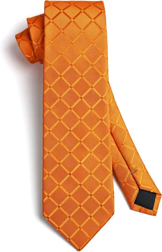 Miniatura 261 de HISDERN Conjunto de corbata a cuadros a cuadros pañuelo tejido clásico formal para hombre corbata y bolsillo cuadrado