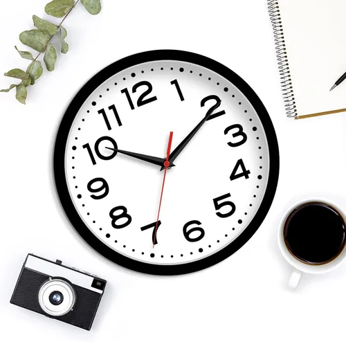 Miniatura 7 de Roymnie Reloj de pared silencioso sin tictac, funciona con pilas, 10 pulgadas, clásico, analógico, decorativo para aula, sala de estar, oficina