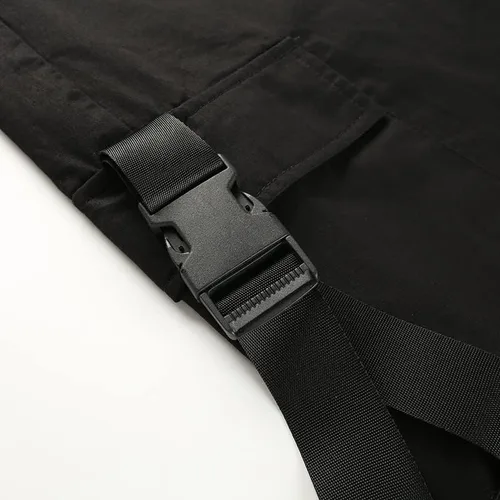 Miniatura 6 de JEAAMKSSER Pantalones cargo negros de cintura alta para mujer con bolsillos, holgados, color liso, Y2K Streetwear
