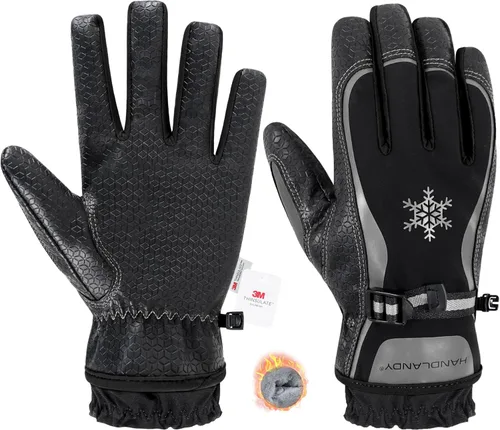 Miniatura 10 de HANDLANDY Winter Work Gloves, 3M Thinsulate Waterproof Insulated Glove for Men Women Rosa