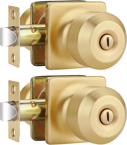 Miniatura 33 de EHOMEWARE Paquete de 2 pomos de puerta interiores, manija de puerta negra con cerradura, pomo de puerta de dormitorio/baño sin llave, pomo redondo