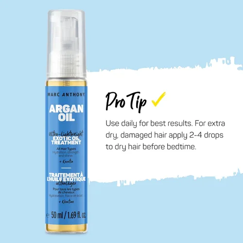 Miniatura 6 de Marc Anthony Tratamiento de aceite de argán exótico con queratina - Aceite para el cabello ultraligero hidrata y fortalece para un cabello brillante